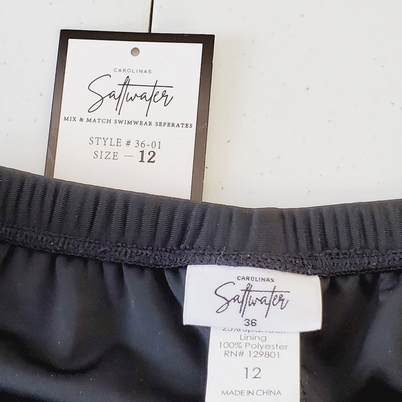 NWT Carolinas Saltwater Swim Skirt Size 12 Black Full Coverage Swim Bottom Beach - Picture 8 of 10
